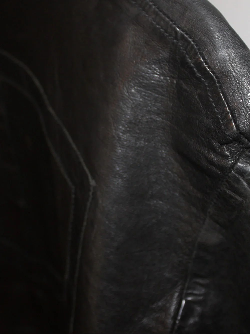 VINTAGE thrifted Diesel Men's Black Distressed Leather Jacket
